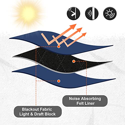 RYB HOME Noise Reducing Curtains, 3 Layers Total Blackout Curtains | Thermal Insulated, Energy Efficiency Heavy Duty, Grommet, For Kids Room Studio Bedroom, W52 x L63, Navy Blue, 2 Panels - color: Navy Blue, size: 52"W x 63"L (Pack of 2)