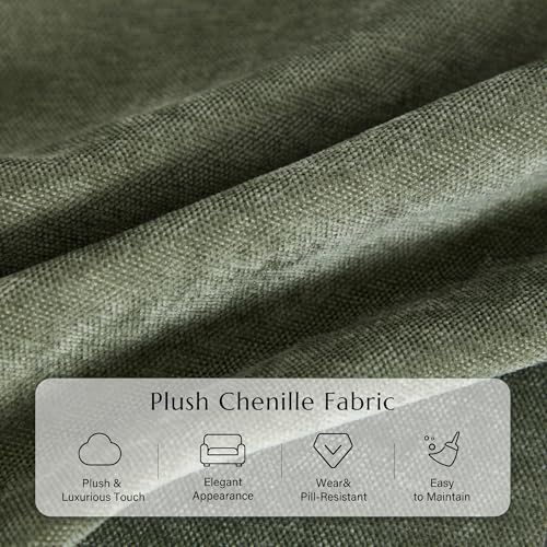 89" Sofa, Chenille 3-Seater Sofa with 2 Pillows, Green | Easy Assembly, Pocket Spring Cushions, Comfy Modern Small Couch for Living Room, Bedroom, Apartment, Office - color: Green, size: 89" 3-Seater Sofa