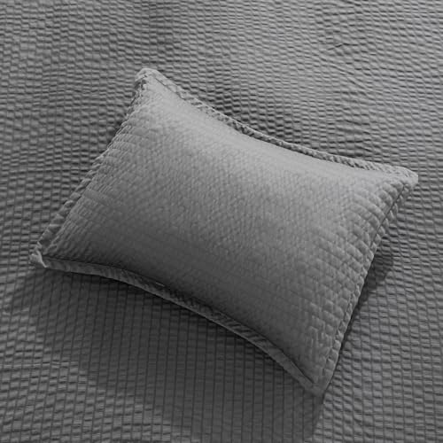 Amazon Basics Duvet Cover Set with Jacquard Geometric Pattern, 2-Piece with 1 Duvet Cover and 1 Pillow Sham, Comforter Not Included, Twin, Dark Gray - color: Dark Gray, size: Twin