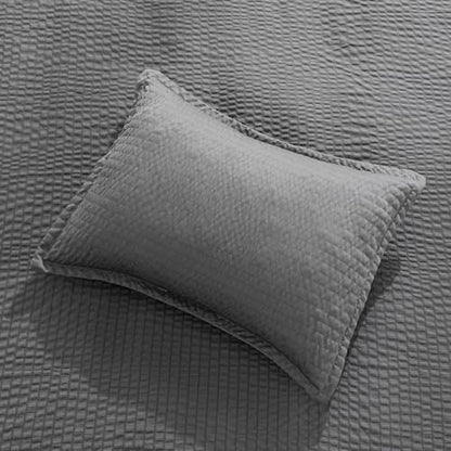 Amazon Basics Duvet Cover Set with Jacquard Geometric Pattern, 2-Piece with 1 Duvet Cover and 1 Pillow Sham, Comforter Not Included, Twin, Dark Gray - color: Dark Gray, size: Twin