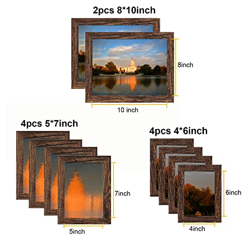 xnlkros Picture Frame Set 10 pack, Farmhouse Photo Frames, Gallery Wall Frame Collage, 8x10 5x7 4x6 Frames in 3 Different Finishes Picture Frames For Wall or Desk,Dark Brown - color: Dark Brown