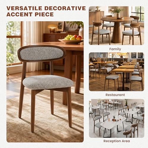 Wooden Dining Chairs Set of 2, Modern Fabric Upholstered Dining Room Chair, Kitchen Side Chairs, Farmhouse Dinner Chair with Curved Back for Kitchen, Lightgrey - color: Lightgrey, size: Set of 2
