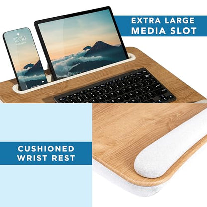 LAPGEAR Portable Laptop Lap Desk – White Oak Woodgrain, Fits 15.6" Laptops - color: White Oak Woodgrain