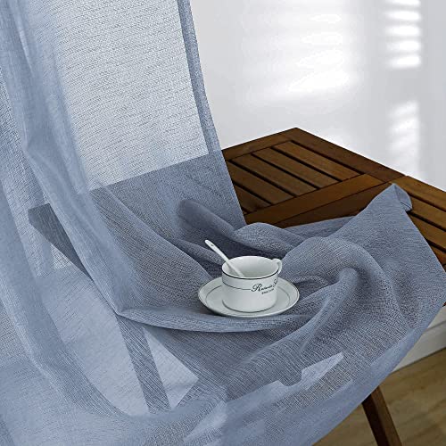KOUFALL Nursery Curtains Baby Boys Room,Light Dusty Blue Sheer Classroom Curtains for Windows,63 Inch Length 2 Panel Set - color: Dusty Blue, size: 52"W x 63"L (Pack of 2)