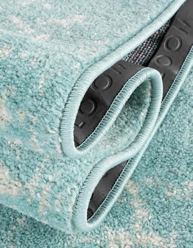 Rugs.com - Arlington Rug – 6 Ft Runner Aqua Coastal Runner Rug – for Hallways, Kitchens, and Entryways - color: Aqua, size: 2' x 6' (Runner)
