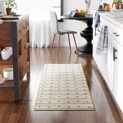 Haven Scandinavian Stripe Machine Washable Area Rug with Airflo Technology for Easy Clean, Ultra-Soft Non-Slip Rug with Built-in Pad, Pet, Family & Allergy Friendly Rug, Beige/Brown, 2'6"x7' - color: Beige/Brown Scandi Stripe, size: 2'6" x 6'11" (Rectangu