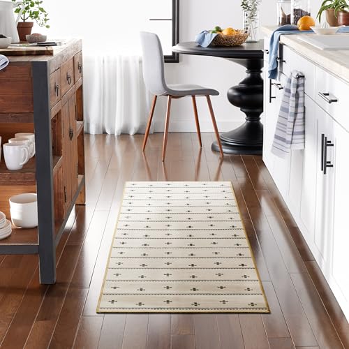 Haven Scandinavian Stripe Machine Washable Area Rug with Airflo Technology for Easy Clean, Ultra-Soft Non-Slip Rug with Built-in Pad, Pet, Family & Allergy Friendly Rug, Beige/Brown, 2'6"x7' - color: Beige/Brown Scandi Stripe, size: 2'6" x 6'11" (Rectangu