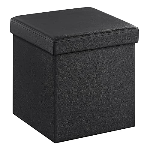 SONGMICS MAZIE Collection - 15 Inches Ottoman with Storage, Footstool, Storage Ottoman, Load 660 lb, for Dorm, Living Room, Bedroom, Synthetic Leather, Black ULSF101 - color: Black