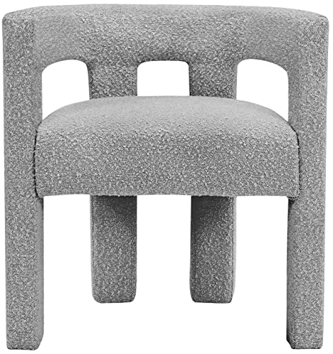 Meridian Furniture Athena Collection Modern | Contemporary Boucle Fabric Upholstered Accent | Dining Chair, 25" W x 21" D x 27" H, Grey - color: Grey