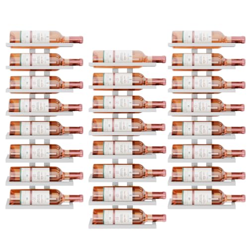 Hoctieon 3-Set 8 Tier Wall Mount Wine Rack (24 Tiers), Wall Racks for Wine Bottles Display and Storage, Hanging Bottle Organizer for Living Room, Kitchen, Wine Cellar, Bar, White - color: White, size: 3 Pack (24 Bottles)