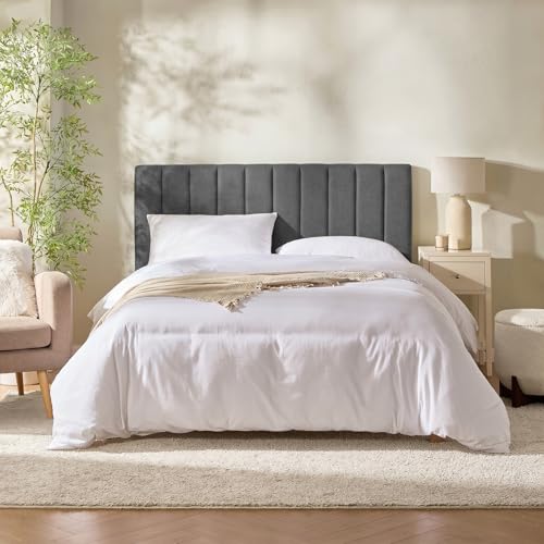 Nestl Upholstered King Headboard - Easy Assemble Channel Stitched Headboard King Size Bed - Wall Mounted Headboards with 3D Soundproof Wall Panels Peel & Stick Floating Headboards, Grey - color: 05-grey, size: King