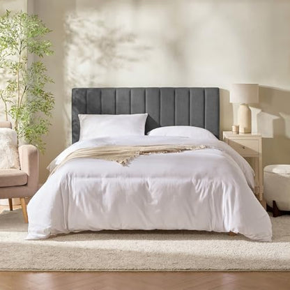 Nestl Upholstered King Headboard - Easy Assemble Channel Stitched Headboard King Size Bed - Wall Mounted Headboards with 3D Soundproof Wall Panels Peel & Stick Floating Headboards, Grey - color: 05-grey, size: King