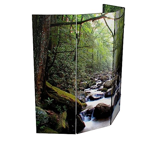 Red Lantern Double Sided Path of Life Canvas Folding Screen, 4 Foot - 4 Panel - size: 4 Foot - 4 Panel