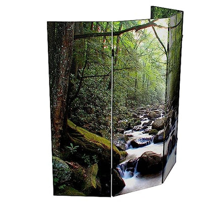 Red Lantern Double Sided Path of Life Canvas Folding Screen, 4 Foot - 4 Panel - size: 4 Foot - 4 Panel