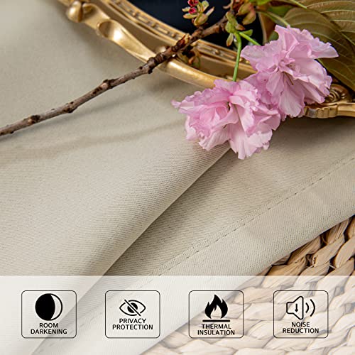 MYSKY HOME Beige Bedroom Blackout Curtains, 42 x 63 Inch, Dark Grommet Living Room Curtains - color: Beige, size: 42"W x 63"L (Pack of 1)