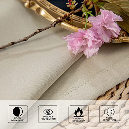 MYSKY HOME Beige Bedroom Blackout Curtains, 42 x 63 Inch, Dark Grommet Living Room Curtains - color: Beige, size: 42"W x 63"L (Pack of 1)