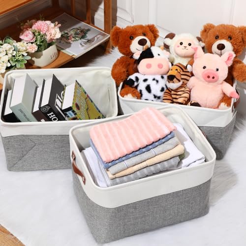 Uiifan 8 Pack 16 x 12 x 10 Inch Large Storage Baskets Collapsible Fabric Storage Cubes Bins with Handles for Shelves Closets Nursery Home Clothes Toys Organizers, Gray - color: Gray, size: 16 x 12 x 10 Inch