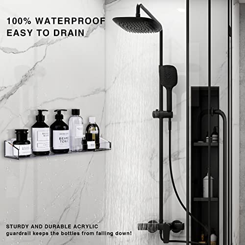 Bakzon Acrylic Shower Shelves 2 Pack – No Drill Adhesive Acrylic Bathroom Shelves, Heavy Duty Shower Caddy Holds 20 lbs, Clear Wall Mounted Shower Organizer for Inside Shower - style: Shower Caddy-Clear