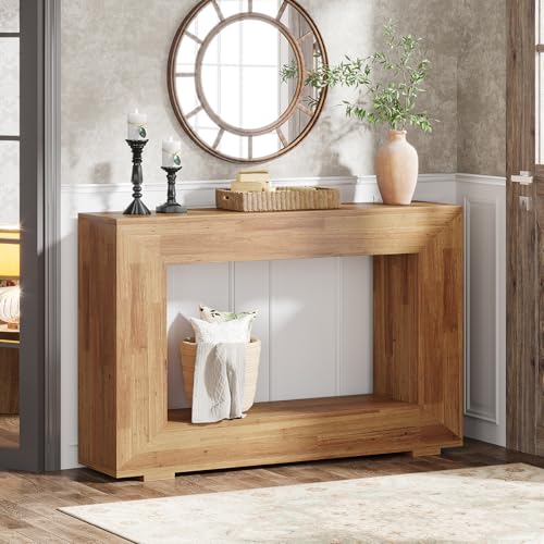 Tribesigns Farmhouse Console Table, 47 Inches Entryway Console Table with Storage, Industrial Hallway Accent Table for Living Room, Entrance - color: Honey Brown
