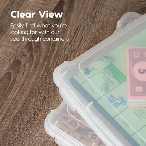 IRIS USA Board Game Storage |Made in USA| Slim Craft Case (4-Pack) - Clear | Fits 8.5" x 11" & A4 Paper, Organizers with Built-In Handle & Snap-Tight Lids, Containers for Puzzles, Art & Scrapbooking - size: 4 Pack