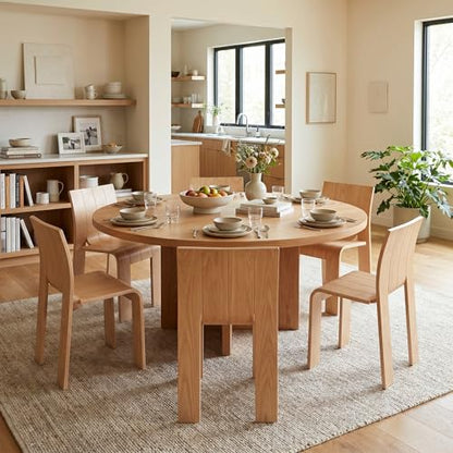 Wooden Dining Chairs Set of 2, Stackable Side Chairs, Natural | Ergonomic Backrest, Solid Wood, No Assembly Required, Dining Room Chairs, Kitchen Chairs, Mid-Century Modern, Small Space - color: Natural, size: 2 Chair