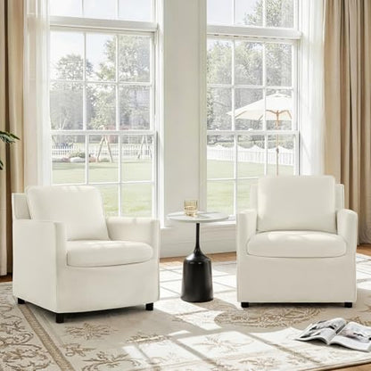 KISLOT, Upholstered Barrel Accent Chair, Cream White | Modern Single Sofa, Living Room, Bedroom, Reading Spaces, Office