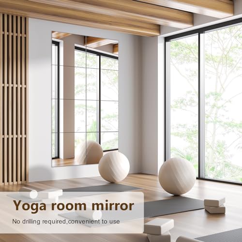 Full Length Mirror Tiles, 12x12 Inch Unbreakable Acrylic Squares for Bedroom, Home Gym, Walls - Shatterproof Mirror Stickers (1pcs) - size: 12"L x 12"W