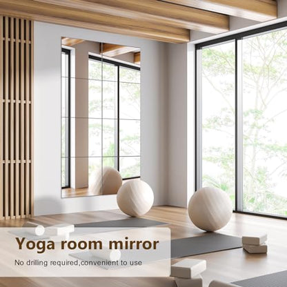 Full Length Mirror Tiles, 12x12 Inch Unbreakable Acrylic Squares for Bedroom, Home Gym, Walls - Shatterproof Mirror Stickers (1pcs) - size: 12"L x 12"W