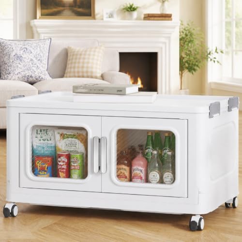 BROVIEW 50 Qt Extra Large Stackable Storage Bin with Lids, 1 Pack White | 12.5Gal Extra Large, Collapsible Storage Boxes with 1 Lids, Folding& Rolling Plastic Drawer, Heavy-Duty Cabinet Organization - color: White, size: 50QT-1pack