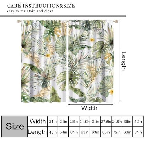 Tropical Leaves Curtains, Green Gold Palm Tree Leaf Banana Monstera Jungle Plant Hawaii Botanical Nature Window Treatments Drapes for Bedroom Living Room Apartment 42" W X 45" L(No Blackout) - color: Flamingo-9, size: 20.5"W x 45"L (Pack of 2)