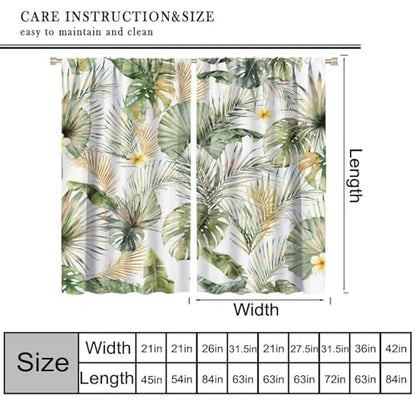 Tropical Leaves Curtains, Green Gold Palm Tree Leaf Banana Monstera Jungle Plant Hawaii Botanical Nature Blackout Window Treatments Drapes for Bedroom Living Room Apartment 42" W X 45" L - color: Flamingo-9, size: 21"W x 45"L (Pack of 2)