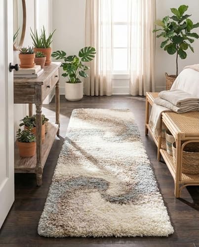 Rugs.com - Soft Touch Shag Rug – 7 Ft Runner Khaki Plush Shag Rug – Ultra-Thick 1.5-Inch Pile, Perfect for Hallways, Entryways, and Bedrooms - color: Khaki, size: 2' x 6'7" (Runner)
