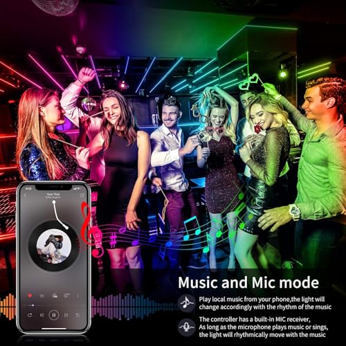 Led Strip Lights,20ft Led Light Strips Music Sync Color Changing RGB Led Strip Built-in Mic,Bluetooth App Control LED Rope Lights with Remote,5050 RGB Led Lights for Bedroom,Home,TV,Party,Christmas - size: 20FT
