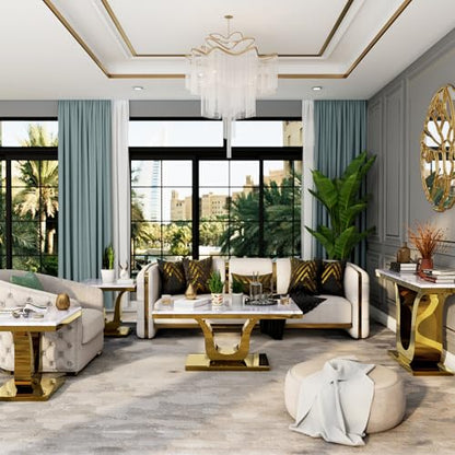 Gold Console Table, White and Gold Living Room Sofa Table, 50" Rectangle Console Table for Entryway, Living Room, Office, Foyer, Front Hall, Hallway - color: Gold
