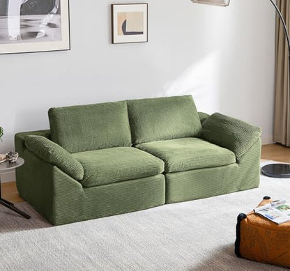 LINSY HOME 79" Modular Couch Modern Cloud Couch, 2 Seater Loveseat Sofa with Double Layer Cushions, Small Couch for Bedroom, Apartment, No Assembly Required, Green - color: Green, size: Loveseat