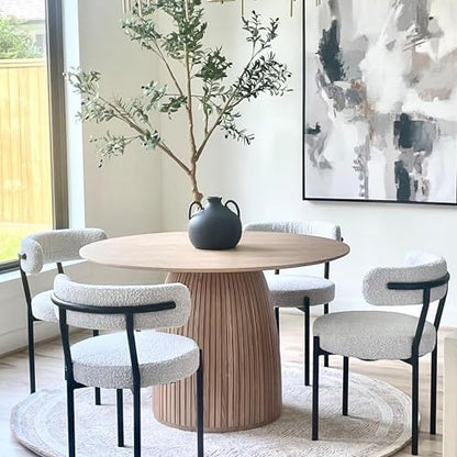 Round Dining Table for 6 People, 47.24 Inches Dining Room Table, Wood Round Kitchen Tables for Dining Room, Kitchen, Living Room, Oak - color: 47.24 Inches Oak