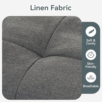 Futon Sofa Bed Convertible Couch, Grey Linen Sofa Bed | Adjustable Backrest & Armrests, Multifunctional Small Loveseat Sleeper Sofa for Living Room, Apartment, Office, Foam Couch - color: A2 | Light Grey