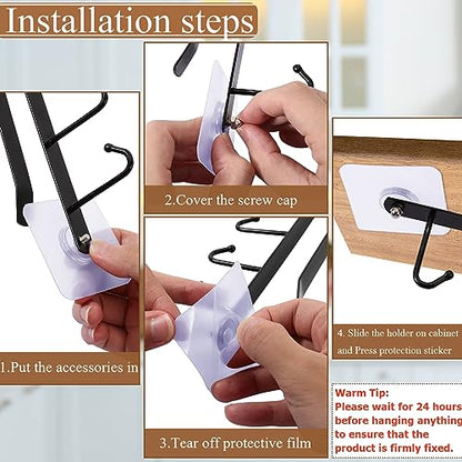 6Pcs Mug Hooks Under Cabinet,Adhesive Coffee Cups Holder Hanger no Drilling,Mug Hanger Under Shelf,Under Cabinet Mug Holder with 6 Mug Hooks for Kitchen Cabinet Shelf (White) | Adhesive Coffee Cups Holder Hanger, No Drilling, Mug Hanger Under Shelf with 6