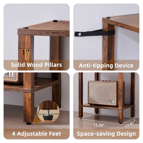 YUFAM 5 Tier Tall Narrow Bookshelf, Skinny Bookcase, Wooden Shelf, Brown | 54'' Tall Thin Book Shelf, Skinny Book Shelf for Modern Narrow Industrial Shelf fits Living Room, Office, Bedroom, Kitchen - color: Brown, size: 5-Tier