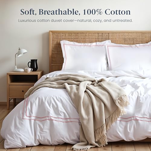 Ella Jayne Duvet Cover Queen 100% Cotton Percale Soft Set Pink Design 3 Pcs | Queen Duvet Cover | Soft Cotton Percale | 90 x 90 Inch Cover | Includes 2 Matching Pillow Shams | Pink Design - color: Pink, size: Full/Queen