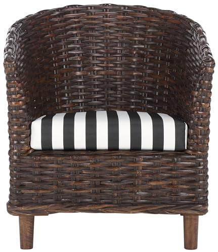 Safavieh Home Collection Omni Honey Barrel Chair - color: Brown/Black White Cushion
