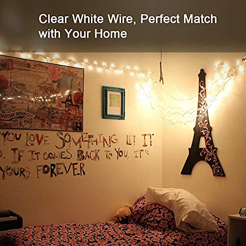 ODEETRONIC Incandescent Christmas Lights, 21.63ft 100 Count Clear Christmas Mini Lights Connectable, 120V UL Certified Indoor Warm White String Lights for Bedroom Party Patio Outside Decor, White Wire | Waterproof; UL certified connectable plug in; Warm w