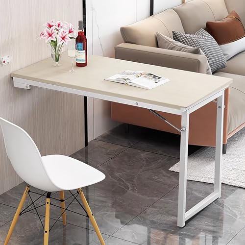 Wall Mounted Folding Table - Space-Saving Floating Desk, Solid Wood Drop-Leaf Bar Table for Small Spaces, Ideal for Kitchen, Laundry, Office (35.4" W x23.6 D x29.5 H - color: 35.4"w X23.6"d X29.5"h, size: Natural B