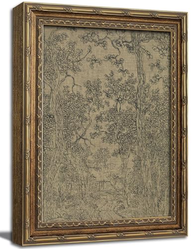Vintage Gold Framed Wall Art Antique Sketch Landscape Wall Decor Picture Dark Moody Retro Country Farmhouse Gallery Aesthetic Poster Print for Living Room Bedroom Kitchen Shelf 9x11in - color: Antique Sketch, size: 11"l X 9"w