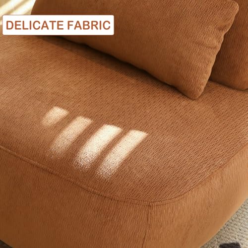 Chifee & Vingol Modern Accent Chair Armless Lounge Chairs with Wood Leg & Pillow Comfy Upholstered Reading Chair for Living Room Bedroom,Caramel - color: 28"-caramel