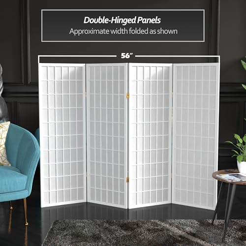 4 ft. Short Window Pane Shoji Screen - White - 4 Panels - color: White, size: 4 Panels