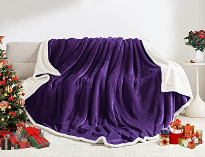 BEAUTEX Sherpa Fleece Twin Blankets Soft Fluffy Flannel Plush Cozy | Fuzzy Purple Cuddle Blanket for Couch, Bed, Sofa, Adults (60" x 80", Purple) - color: Purple, size: Twin-60"x80"