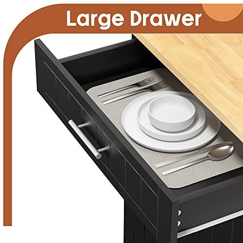 Kitchen Island Cart on Wheels with Storage Cabinet & Drawer, 26" Width Rolling Kitchen Table, Cart Handle for Towel Rack or Free Mobility, Kitchen Cart, Dining Room(Black) - size: 26-IN