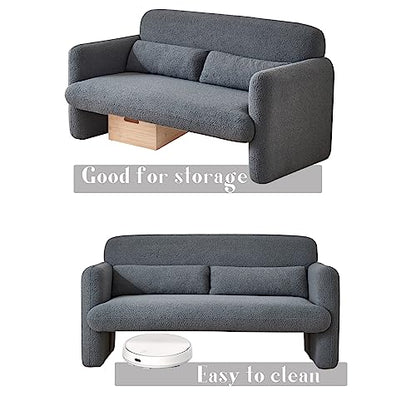 Loveseat Sofa, 59" W 2-Seater Lamb Fabric Couch, Solid and Easy to Install, Modern Upholstered Couch for Bedroom, Apartment, Living Room - color: Dark Gray, size: 30.31"D x 59.06"W x 31.5"H