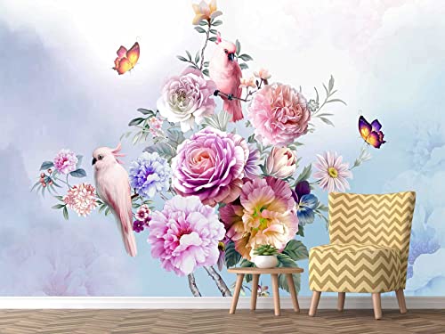 Reyhui Wall Murals Full of Romantic Leaves and Flower | 108"x75" Not Peel and Stick Wallpaper for Bedroom, Living Room and Office Decoration - color: MURAL-014, size: 108" x 75"